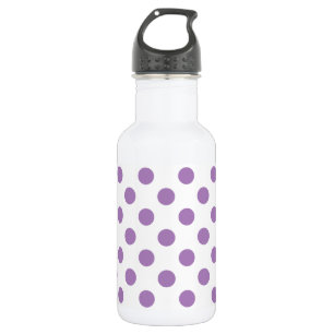 Lavender polka dots on white 532 ml water bottle