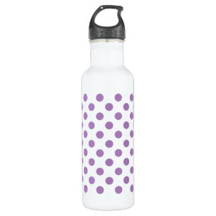 Lavender polka dots on white 710 ml water bottle