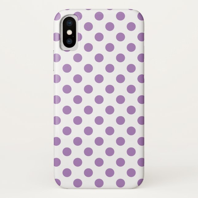 Lavender polka dots on white Case-Mate iPhone case (Back)