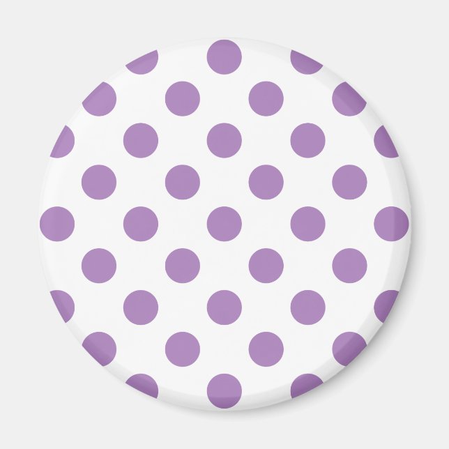 Lavender polka dots on white magnet (Front)