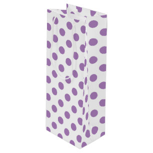 Lavender polka dots on white wine gift bag