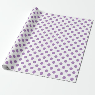 Lavender polka dots on white wrapping paper