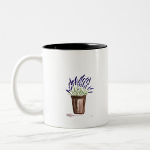 Lavender pot flower Two-Tone coffee mug