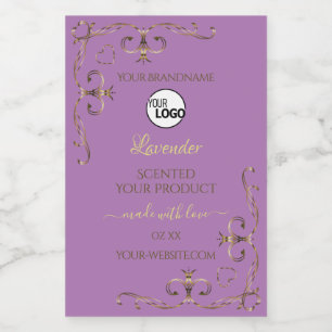 Lavender Product Label Gold Ornate Corner Add Logo