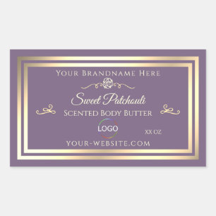 Lavender Product Label with Gold Frame and Logo
