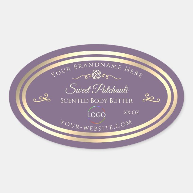 Lavender Product Label with Gold Frame and Logo (Front)