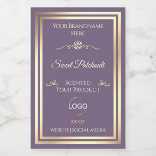 Lavender Product Label with Gold Frame and Logo