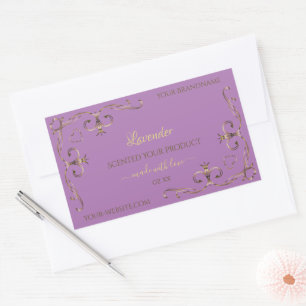 Lavender Product Labels Gold Ornate Corner Borders