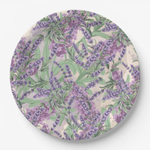 Lavender Profusion Dusty Lavender Rustic Floral Paper Plate