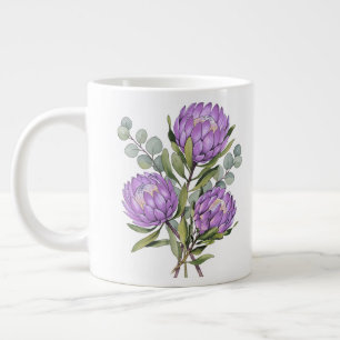 Lavender Protea Botanical Watercolor Large Coffee Mug