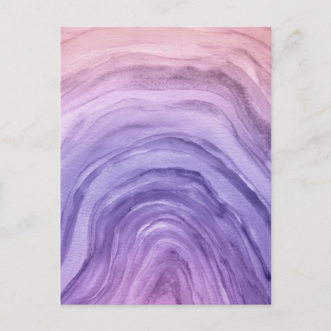 Lavender Purple Abstract Agate Watercolor Art Postcard (Front)