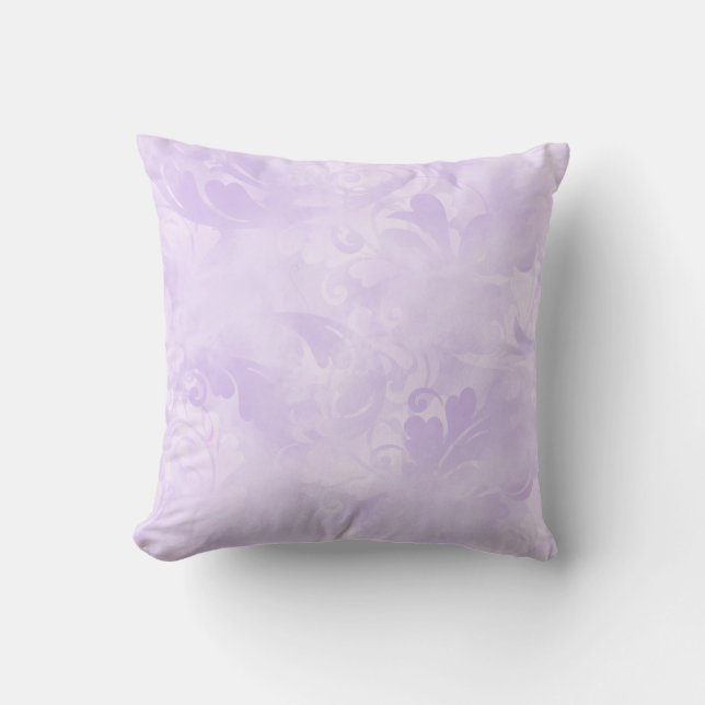 Lavender Purple Abstract Feather Pattern Cushion (Front)