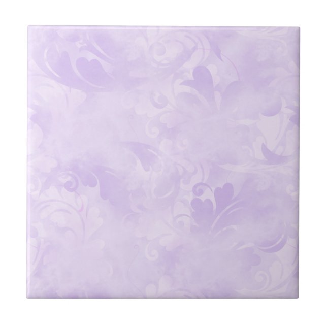 Lavender Purple Abstract Feather Pattern Tile (Front)