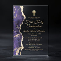 Lavender Purple Agate First Holy Communion Girl
