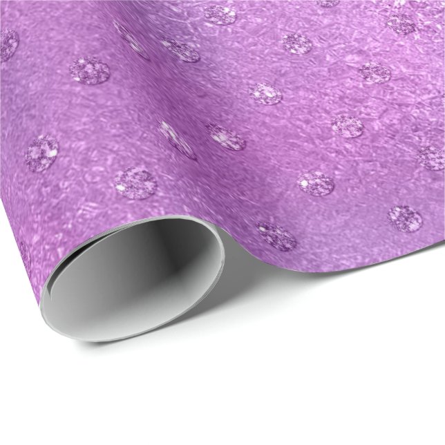 Lavender Purple Amethyst Plum Glam Glitter Dots Wrapping Paper (Roll Corner)