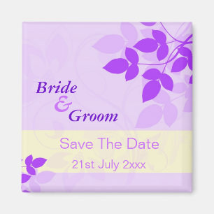 Lavender Purple and Cream Floral Leaf Save The Dat Magnet
