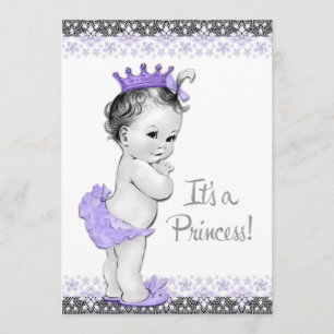 Lavender Purple and Grey Baby Girl Shower Invitation