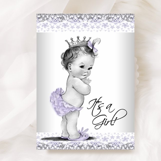 Lavender Purple and Grey Baby Girl Shower Invitation (Creator Uploaded)
