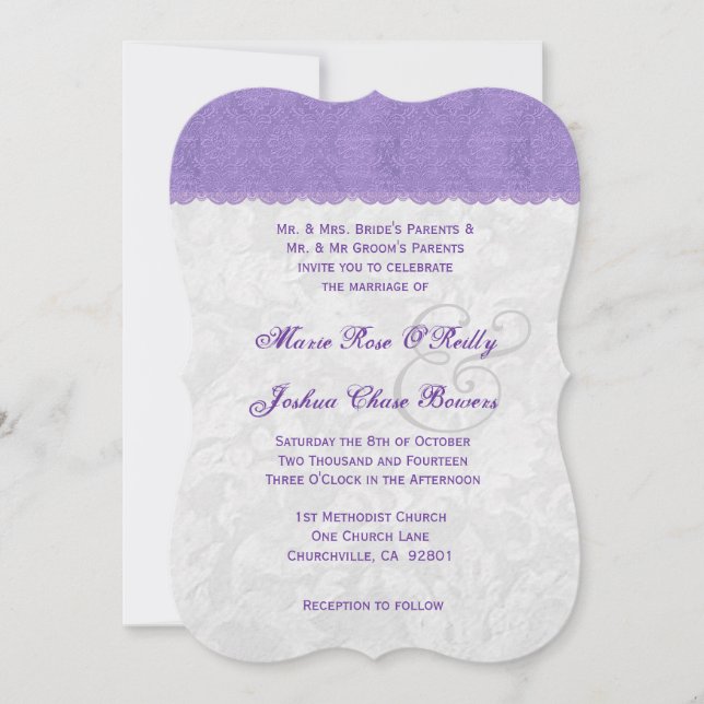 Lavender Purple and Silver Wedding Template V2A (Front)