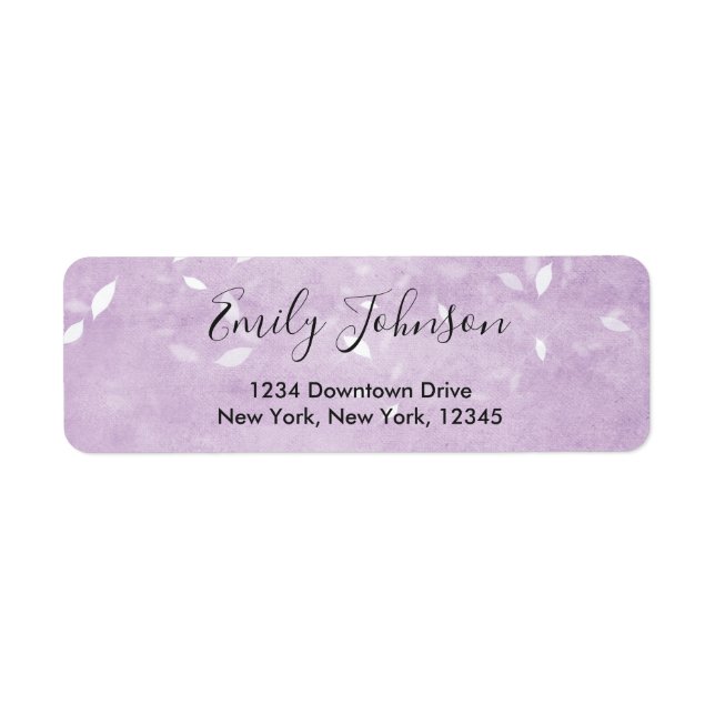Lavender Purple and White Address Label Return Address Label (Front)