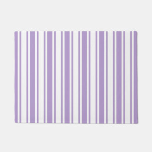 Lavender purple and white candy stripes doormat