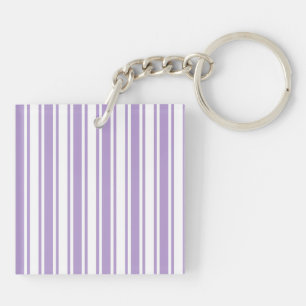 Lavender purple and white candy stripes key ring