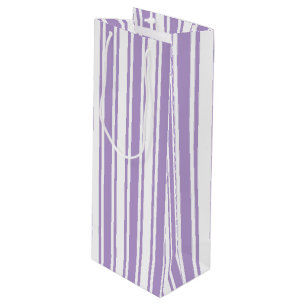 Lavender purple and white candy stripes wine gift bag
