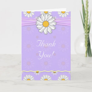 Lavender Purple and White Daisy Wedding Thank You Card