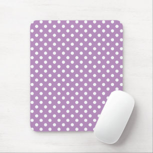 Lavender Purple and White Polka Dots Pattern Mouse Pad