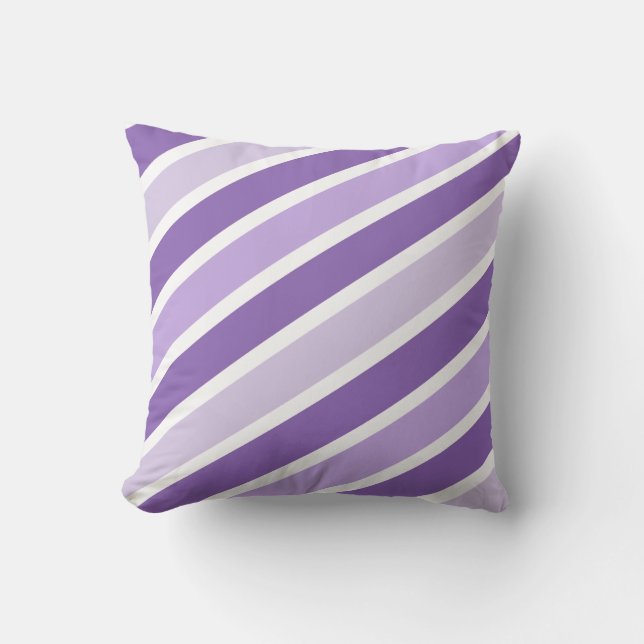Lavender Purple And White Stripes Modern Patttern Cushion (Front)