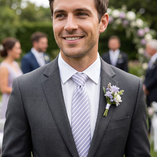Lavender Purple and White Stripes Tie