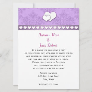 Lavender Purple and White Wedding Rehearsal Dinner Invitation
