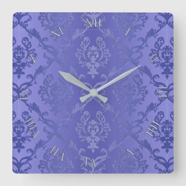 Lavender Purple Antique Vintage Damask Wall Clock (Front)