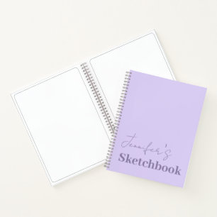 Lavender Purple Artist Sketchbook Script Name Notebook