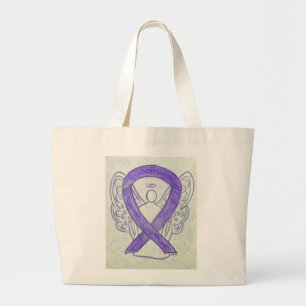 Lavender Purple Awareness Ribbon Custom Tote Bag