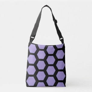Lavender purple black honeycomb hexagon geometric crossbody bag