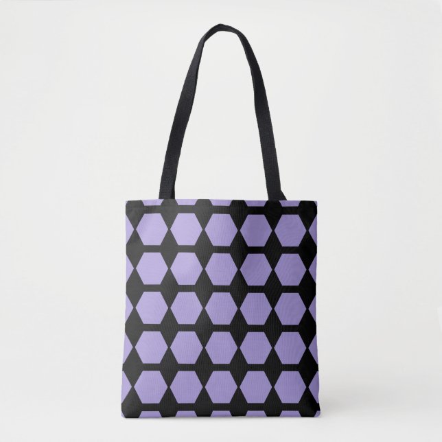 Lavender purple black honeycomb hexagon geometric  tote bag (Front)