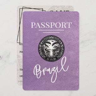 Lavender Purple Brazil Passport Save The Date