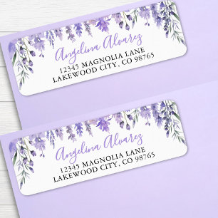 Lavender Purple Bridal Shower Return Address Label