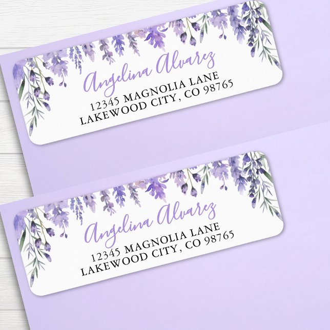 Lavender Purple Bridal Shower Return Address Label (Lavender Purple Bridal Shower label )