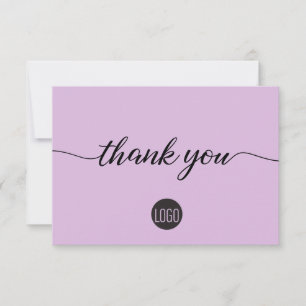 Lavender purple Business logo Customer Thank you Card