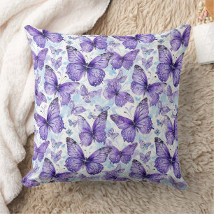 Lavender Purple Butterfly Pattern Cushion