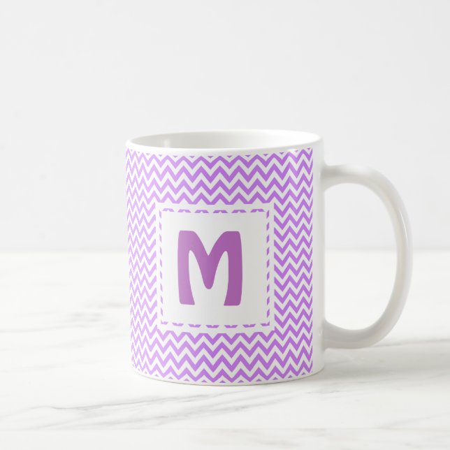 Lavender Purple Chevron Favourite Mug Monogrammed (Right)
