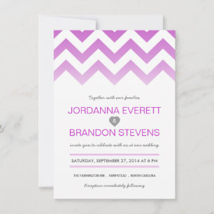 Lavender Purple Chevron Ombre Wedding Invitations