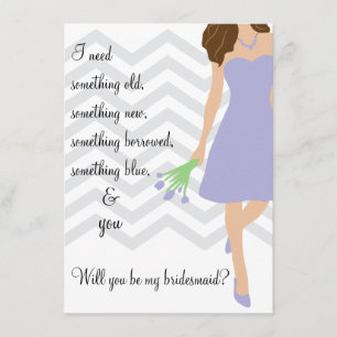 Lavender Purple Chevron Will You Be My Bridesmaid Invitation