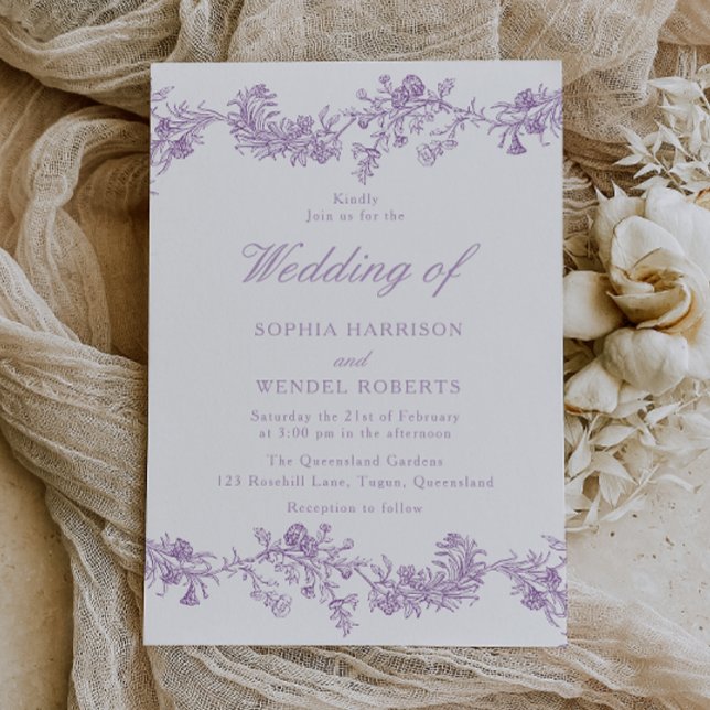 Lavender Purple Chinoiserie Elegant Wedding Invitation (Creator Uploaded)