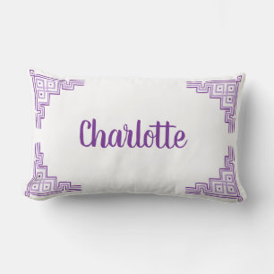 Lavender Purple Chinoiserie Name Lumbar Cushion