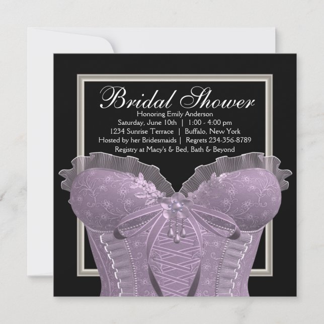 Lavender Purple Corset Bridal Shower Invitation (Front)