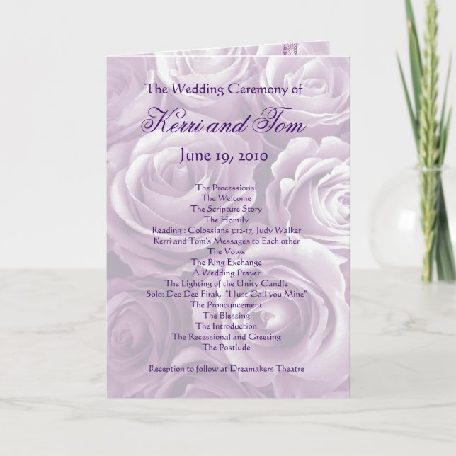 LAVENDER PURPLE Customised Wedding Program (Front)