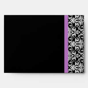 Lavender Purple Damask Black/White Envelopes